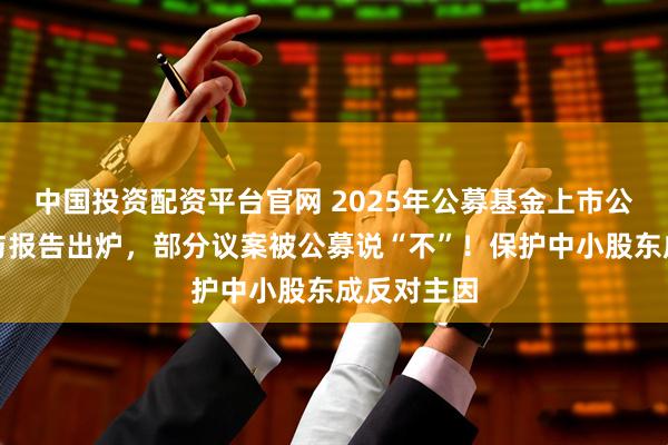 中国投资配资平台官网 2025年公募基金上市公司治理参与报告出炉，部分议案被公募说“不”！保护中小股东成反对主因